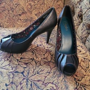 Brown Peep Toe Heels